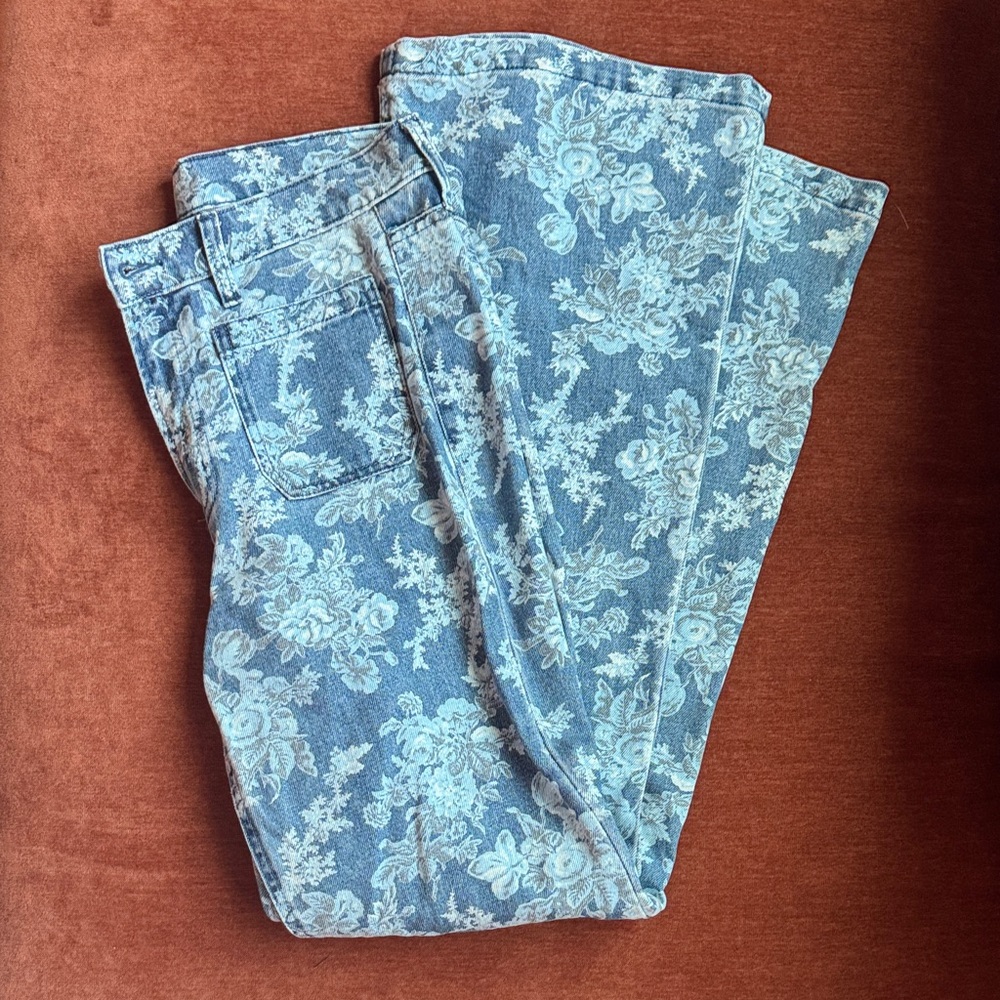 Gap x LoveShackFancy Blue Floral Denim High-Rise Jeans